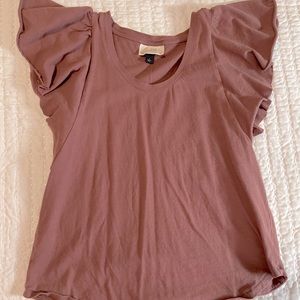 Mauve flutter sleeve top